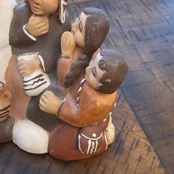 Clay Terra Cotta Pottery Peru Peruvian Jesus Teaching Folk Art Christian - Picture 3 of 5